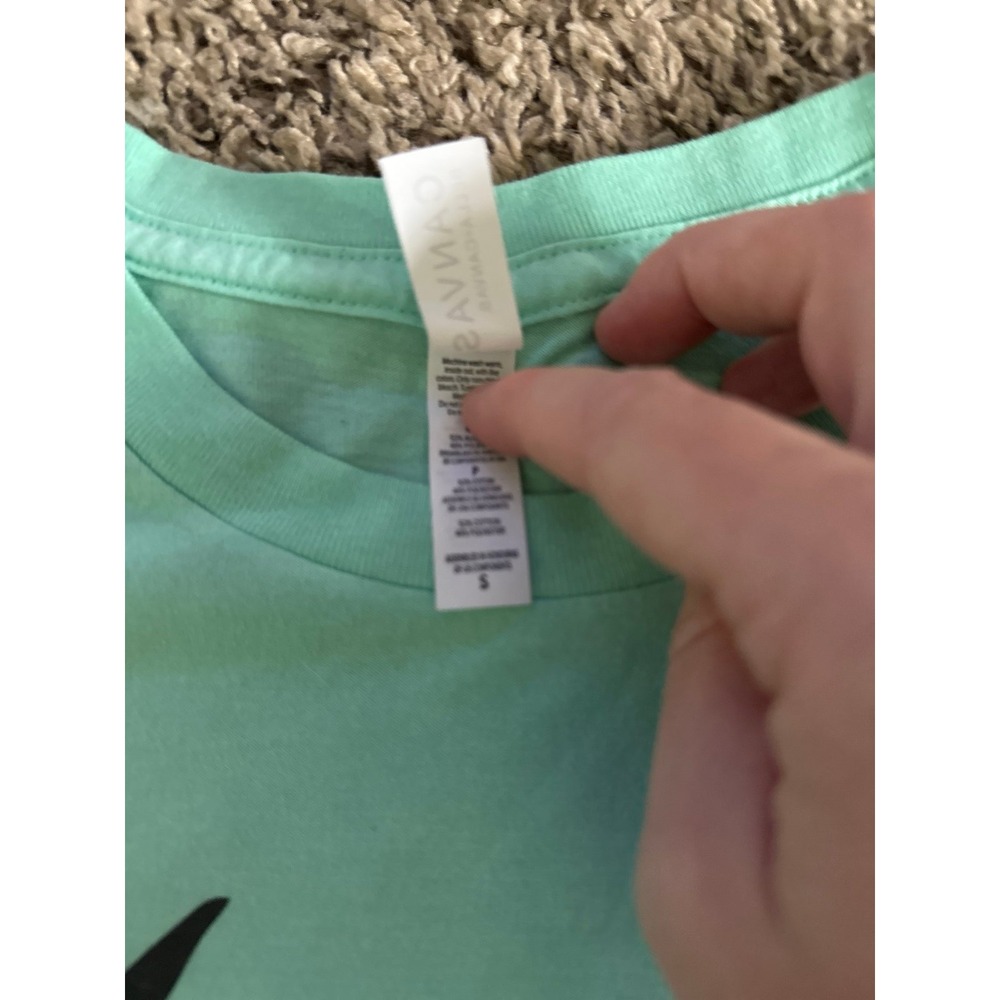 Canvas Women's Teal "Powered‎ by Pixie Dust" Teal Short Sleeve Tee Size Small - Picture 4 of 5